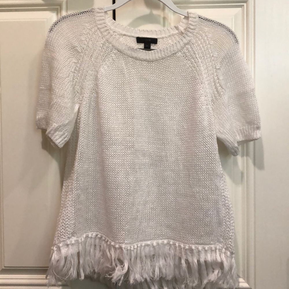 Short sleeve white sweater top